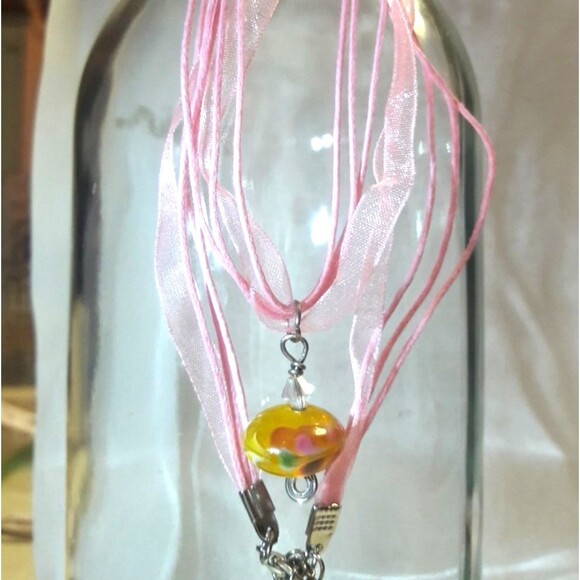 Artisan pendant 054L# Murano Glass Pendant Organza Necklace Layered Necklace 19" - Picture 2 of 4